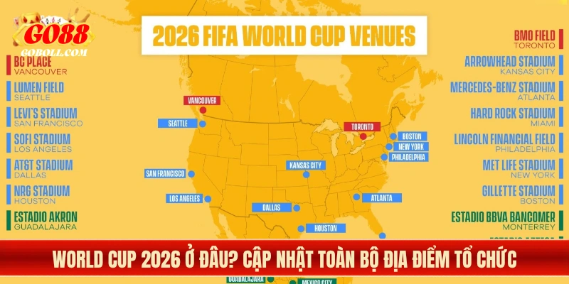 World Cup 2026 Ở Đâu? Cập Nhật Toàn Bộ Địa Điểm Tổ Chức